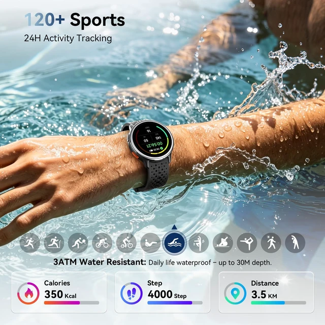 Alt view image 5 of 7 - Smart Watch for Men/Women, Answer/Make Call, 1.27" Ultra-HD Screen Smartwatch for iPhone & Android, 3ATM Waterproof Fitness Tracker with Heart Rate/Sleep/SpO2 Monitor, 120+ Sport Modes, 2 Bands