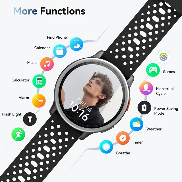 Alt view image 6 of 7 - Smart Watch for Men/Women, Answer/Make Call, 1.27" Ultra-HD Screen Smartwatch for iPhone & Android, 3ATM Waterproof Fitness Tracker with Heart Rate/Sleep/SpO2 Monitor, 120+ Sport Modes, 2 Bands
