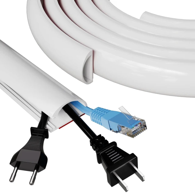 Main image of 118" Side Open Cord Hider for Wall Mounted Tv, Silicone Flexible Cable Cover to Hide Conceal Cords Along Wall,Wire Raceway Management Cable Concealer Channel,Electric,White W1.08"×H0.6"