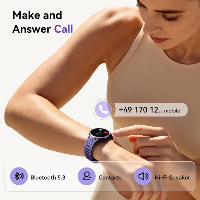 Alt view image 2 of 7 - Smart Watch for Women/Men, Answer/Make Call, 1.27" Ultra-HD Screen Smartwatch for iPhone & Android, 3ATM Waterproof Fitness Tracker with Heart Rate/Sleep/SpO2 Monitor, 120+ Sport Modes, 2 Bands