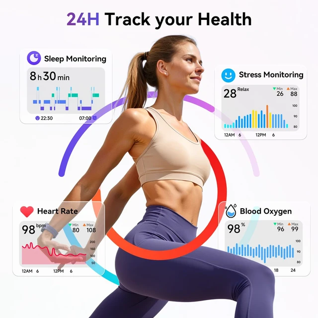 Alt view image 4 of 7 - Smart Watch for Women/Men, Answer/Make Call, 1.27" Ultra-HD Screen Smartwatch for iPhone & Android, 3ATM Waterproof Fitness Tracker with Heart Rate/Sleep/SpO2 Monitor, 120+ Sport Modes, 2 Bands