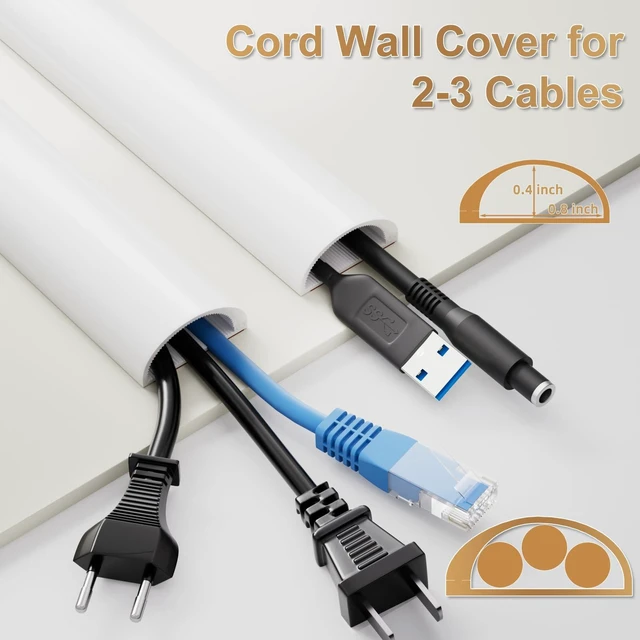 Alt view image 5 of 7 - 118" Side Open Cord Hider for Wall Mounted Tv, Silicone Flexible Cable Cover to Hide Conceal Cords Along Wall,Wire Raceway Management Cable Concealer Channel,Electric,White W1.08"×H0.6"