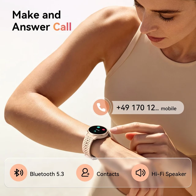 Alt view image 2 of 7 - Smart Watch for Women/Men, Answer/Make Call, 1.27" Ultra-HD Screen Smartwatch for iPhone & Android, 3ATM Waterproof Fitness Tracker with Heart Rate/Sleep/SpO2 Monitor, 120+ Sport Modes, 2 Bands