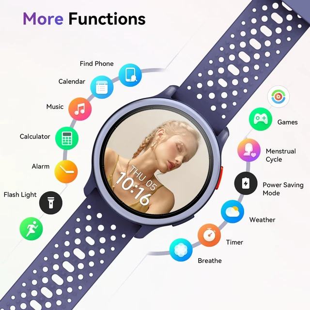 Alt view image 7 of 7 - Smart Watch for Women/Men, Answer/Make Call, 1.27" Ultra-HD Screen Smartwatch for iPhone & Android, 3ATM Waterproof Fitness Tracker with Heart Rate/Sleep/SpO2 Monitor, 120+ Sport Modes, 2 Bands