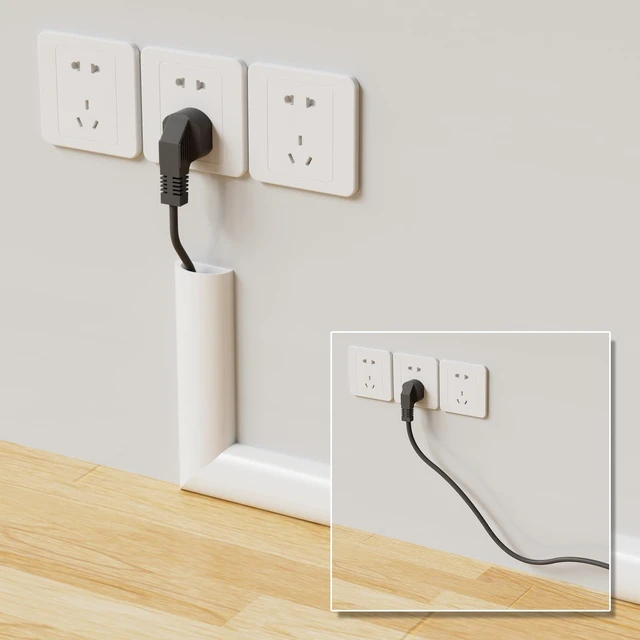 Alt view image 4 of 7 - 196" Side Open Cord Hider for Wall Mounted Tv, Silicone Flexible Cable Cover to Hide Conceal Cords Along Wall,Wire Raceway Management Cable Concealer Channel,Electric,White W1.08"×H0.6"