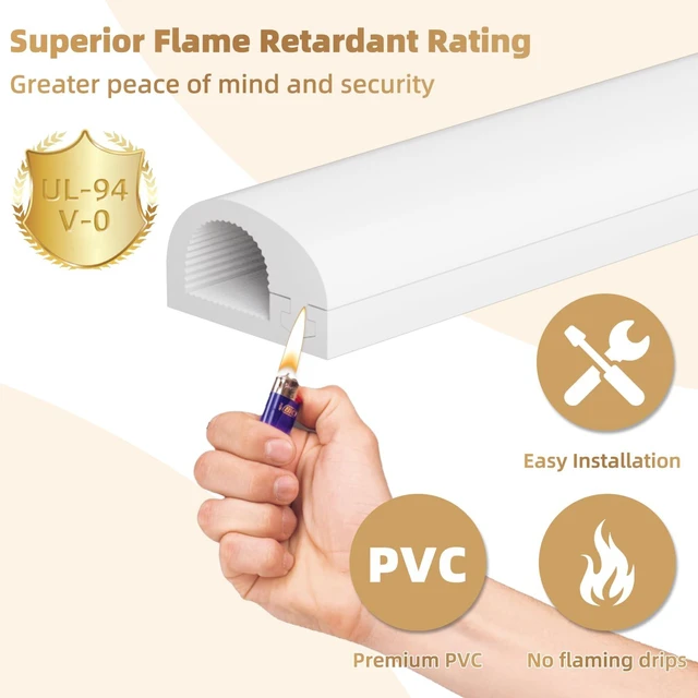 Alt view image 4 of 7 - 118" Side Open One Cord Hider (<1/4") for Wall Mounted Tv,Silicone Flexible Cable Cover to Hide Conceal Cords Along Wall,Wire Raceway Management Cable Concealer Channel,Electric Cord Organizer,White