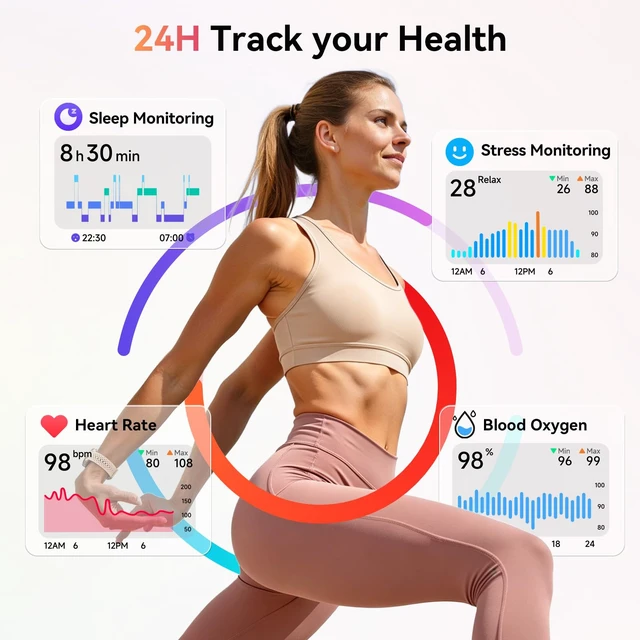 Alt view image 4 of 7 - Smart Watch for Women/Men, Answer/Make Call, 1.27" Ultra-HD Screen Smartwatch for iPhone & Android, 3ATM Waterproof Fitness Tracker with Heart Rate/Sleep/SpO2 Monitor, 120+ Sport Modes, 2 Bands