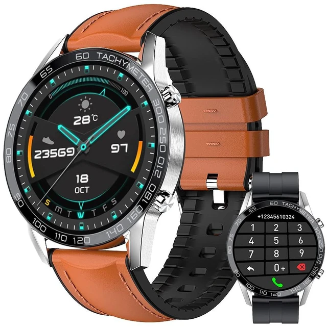 Main image of Men Smart Watch for Android iOS, Bluetooth Calls Voice Chat with Heart Rate/Sleep Monitor Fitness Tracker, 1.3" Full Touch Screen IP67 Waterproof Stainless Steel Activity Tracker for Men