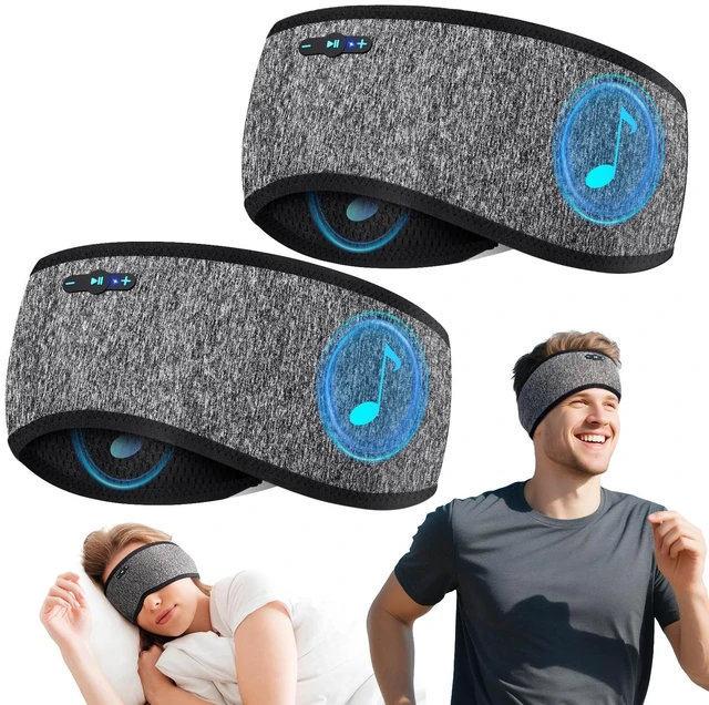Main image of Sleep Headphones Bluetooth 6.0 Headband for Side Sleepers (Gray & Gray) 200mah cell for 20hr playback, 3mm ultra-thin speaker & mic, HD stereo, removable & washable, 2-in-1 sport & sleep headband
