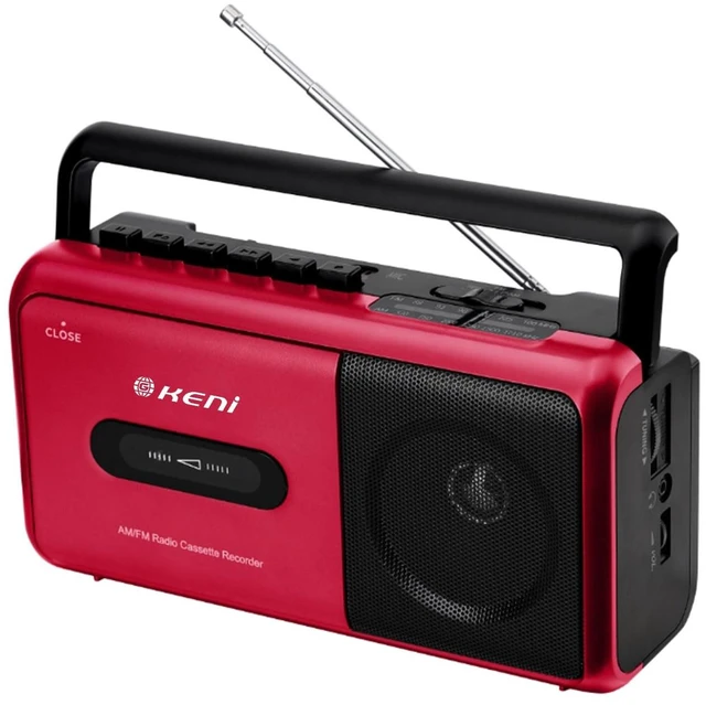 Main image of Portable Cassette Tape Player Recorder, AM/FM Radio Cassette Player Boombox with Built in Speaker, Headphone Jack, AC or Battery Operated Tape Player, Red