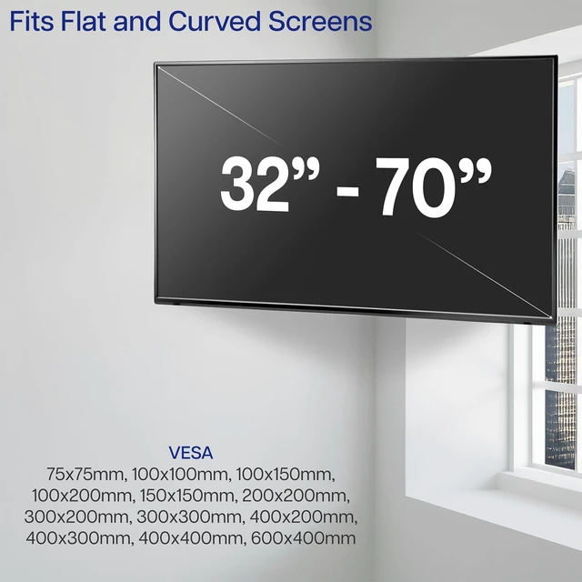 Alt view image 5 of 7 - Black Corner TV Wall Mount for 37-70 in Screens, MOUNT-CR70C Sturdy Steel Dual Arm Design, Full Motion TV Mount for LCD LED Plasma Flat & Curved Screens, Max VESA 600x400mm, Holds 99 lbs