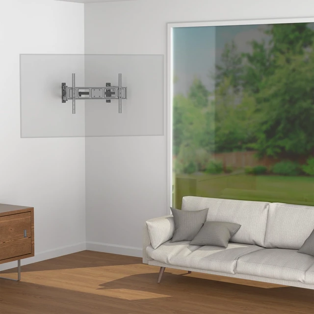 Alt view image 7 of 7 - Black Corner TV Wall Mount for 37-70 in Screens, MOUNT-CR70C Sturdy Steel Dual Arm Design, Full Motion TV Mount for LCD LED Plasma Flat & Curved Screens, Max VESA 600x400mm, Holds 99 lbs