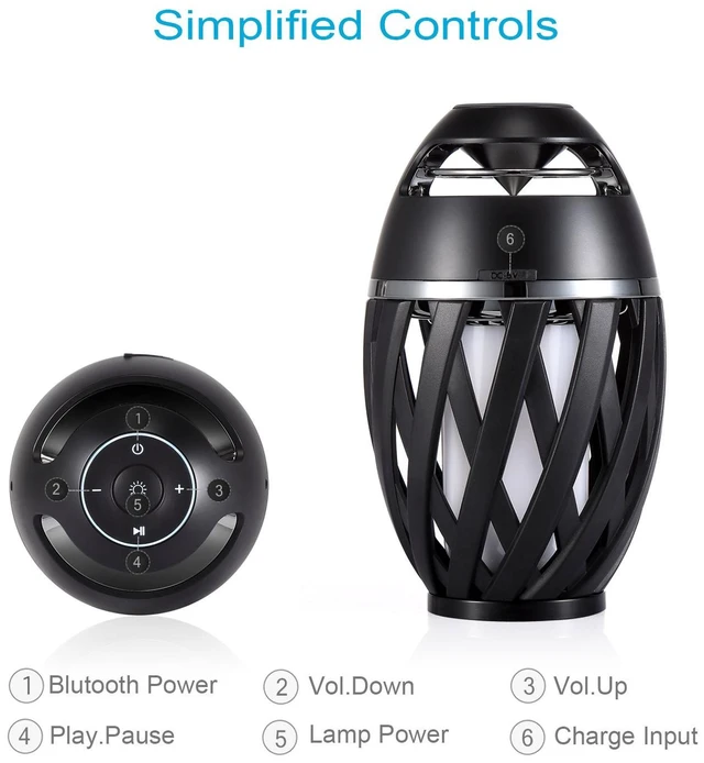 Alt view image 6 of 7 - Led Flame Speaker, Torch Atmosphere Bluetooth Speakers&Outdoor Portable Stereo Speaker with HD Audio and Enhanced Bass,LED flickers Warm Yellow Lights BT4.2 for iPhone/iPad/Android