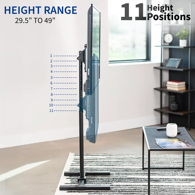 Alt view image 2 of 7 - TV Floor Stand for 13 to 50 inch Flat Panel LED LCD Plasma Screens, Portable Display Height Adjustable Mount STAND-TV07