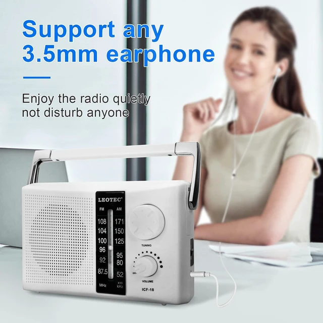 Alt view image 3 of 7 - Radios AM FM Portable Battery Operated or AC Power,Earphone Jack Strong reception,stable signal, AC power and 2*D cell battery, tuning knob,clear dial,big speaker,gift for elders daily use
