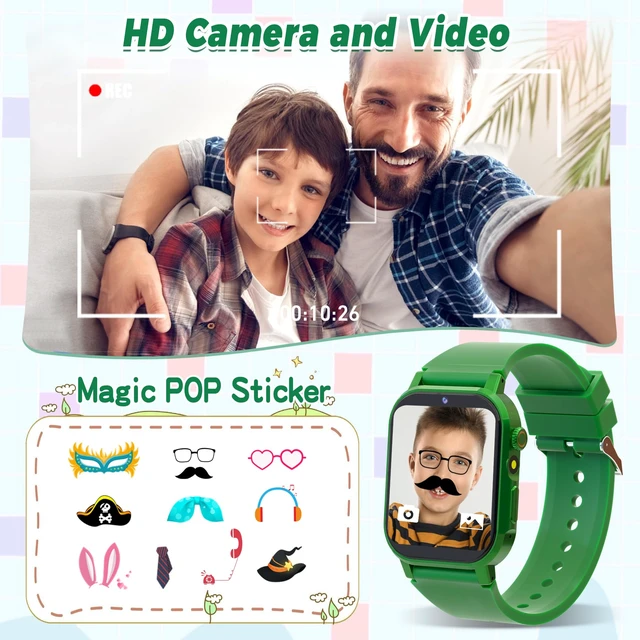 Alt view image 4 of 7 - Kids Smart Watch with 32 Puzzle Games, Video, HD Camera, Pedometer 1.69" Touch Screen Kids Watches, Alarm Clock, Audiobooks, Music, Flashlight, Educational Toys Gifts for Boys Girls Age 3-12