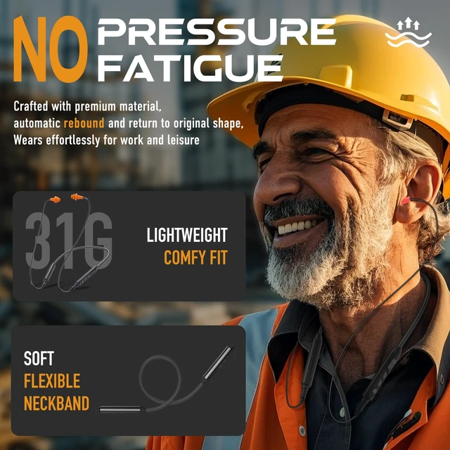 Alt view image 3 of 7 - Bluetooth Work Headphones, Earplug Headphones for Ear Protection Replaceable Earbud Cables, Looks Like Safety Earplugs with Bluetooth Hearing Protection and 29dB Noise Reduction