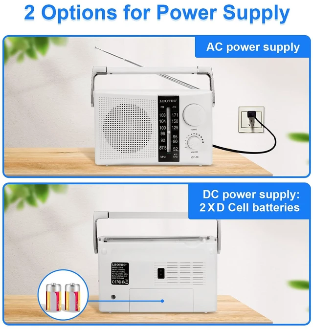 Alt view image 5 of 7 - Radios AM FM Portable Battery Operated or AC Power,Earphone Jack Strong reception,stable signal, AC power and 2*D cell battery, tuning knob,clear dial,big speaker,gift for elders daily use