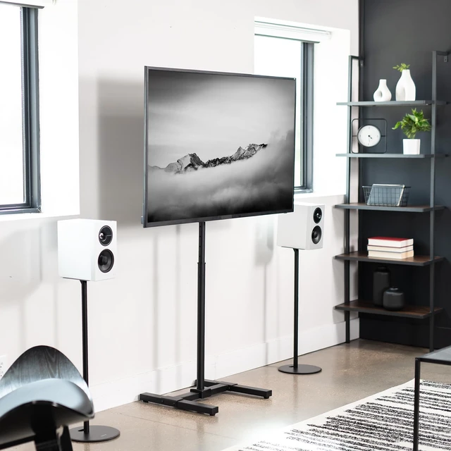 Alt view image 7 of 7 - TV Floor Stand for 13 to 50 inch Flat Panel LED LCD Plasma Screens, Portable Display Height Adjustable Mount STAND-TV07