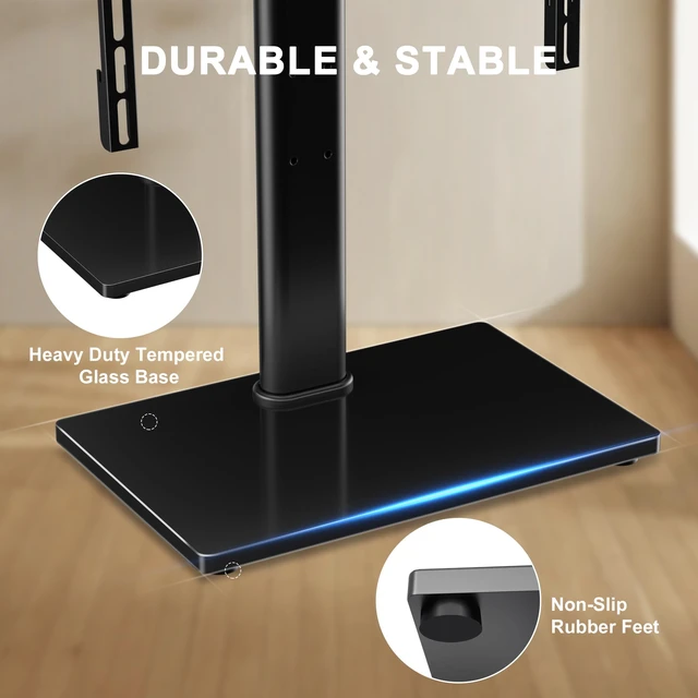 Alt view image 3 of 7 - Universal Swivel TV Stand Base Table Top TV Stand for 32-75 Inch TVs 60 Degree Swivel, 12 Height Adjustable Monitor Mount Stand, Max VESA 600x400mm,Holds up to 99lbs TS204