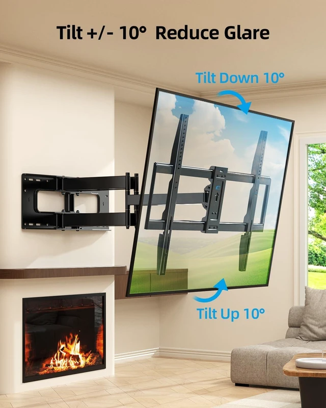 Alt view image 4 of 7 - Heavy Duty Full Motion TV Wall Mount for 65-120" TVs, Max 220lb VESA 900×600mm, fits 12-24" wood studs, tilt, swivel XXL TV bracket with 30" articulating arms for large flat & curved TVs