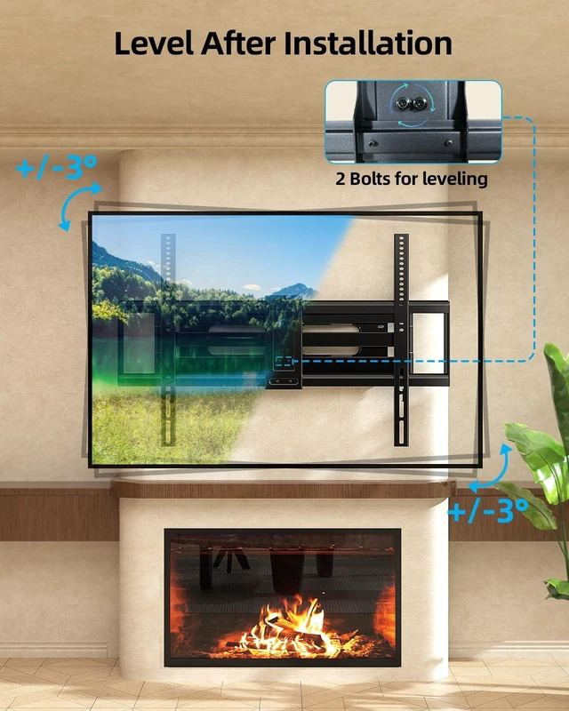 Alt view image 6 of 7 - Heavy Duty Full Motion TV Wall Mount for 65-120" TVs, Max 220lb VESA 900×600mm, fits 12-24" wood studs, tilt, swivel XXL TV bracket with 30" articulating arms for large flat & curved TVs