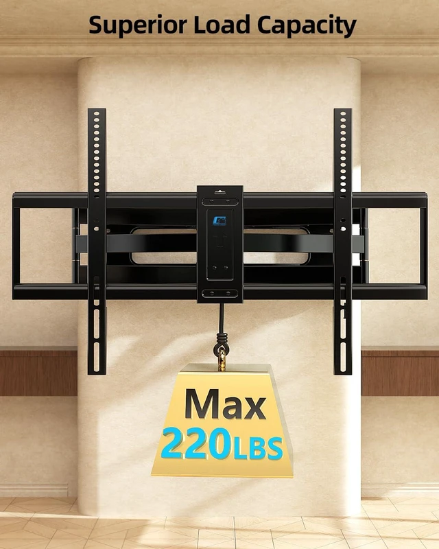 Alt view image 7 of 7 - Heavy Duty Full Motion TV Wall Mount for 65-120" TVs, Max 220lb VESA 900×600mm, fits 12-24" wood studs, tilt, swivel XXL TV bracket with 30" articulating arms for large flat & curved TVs