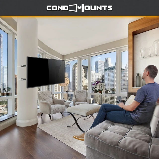 Alt view image 2 of 7 - 32"70" TVs Indoor Full Motion TV Mount Fits Small Pillars & Poles 4"12", No Drill Gazebo & Pergola TV Mount, VESA 400x400, Holds 80 lbs