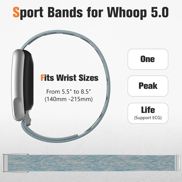 Alt view image 2 of 7 - Sport Band Compatible with Whoop 5.0 Bands One, Peak and Life/MG, Breathable Adjustable Elastic Replacement Soft Nylon Strap Accessories for Whoop Band 5.0 Fitness Tracker, Blue