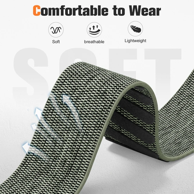 Alt view image 3 of 7 - Sport Band Compatible with Whoop 5.0 Bands One, Peak and Life/MG, Breathable Adjustable Elastic Replacement Soft Nylon Strap Accessories for Whoop Band 5.0 Fitness Tracker, Green