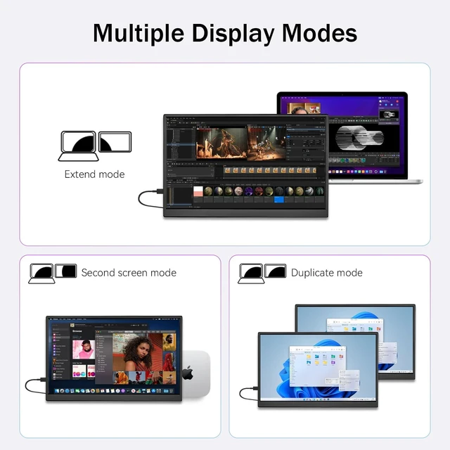 Alt view image 5 of 7 - Portable Monitor 15.6 Inch 1080P FHD USB-C HDMI Ultra-Slim Travel Monitor with Kickstand & Speakers, IPS Gaming Display Screen Extender for Laptop PC Mac Phone PS Xbox Switch