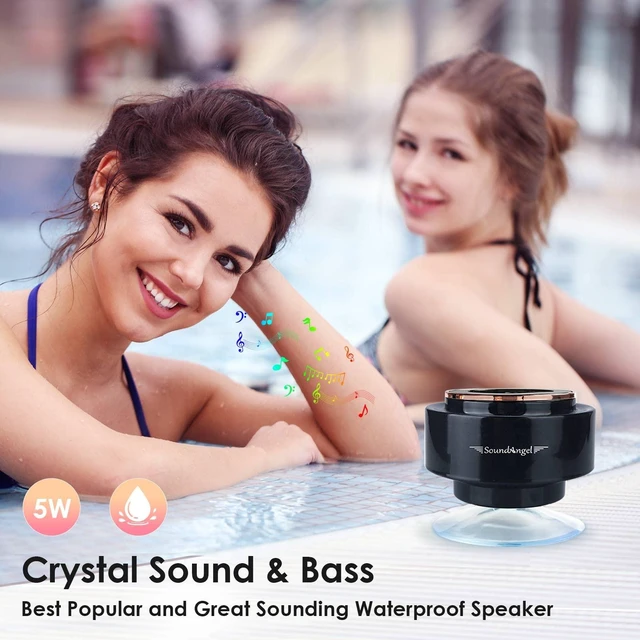 Alt view image 4 of 7 - Pro Shower Speaker (Upgraded) Certified IPX7 Waterproof Bluetooth Premium, 8W Crystal Sound&Rich Bass, 15H Playtime, with Suction Cup, Silicone Lanyard, Ideal Gifts - SoundAngel Mate (2 Gen)