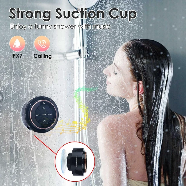 Alt view image 3 of 7 - Pro Shower Speaker (Upgraded) Certified IPX7 Waterproof Bluetooth Premium, 8W Crystal Sound&Rich Bass, 15H Playtime, with Suction Cup, Silicone Lanyard, Ideal Gifts - SoundAngel Mate (2 Gen)