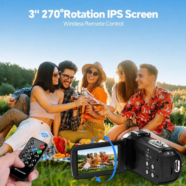 Alt view image 5 of 6 - Camcorder Video Camera 4K, 42MP Digital Camera for Vlogging, 3" 270° Rotating Screen 18X Digital Zoom Video Recorder for YouTube Beginners with Remote Control, 2 Batteries, 32GB SD Card