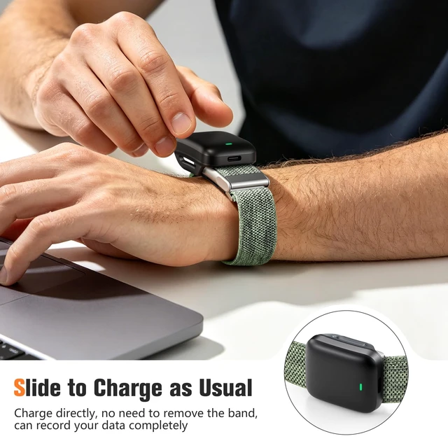 Alt view image 5 of 7 - Sport Band Compatible with Whoop 5.0 Bands One, Peak and Life/MG, Breathable Adjustable Elastic Replacement Soft Nylon Strap Accessories for Whoop Band 5.0 Fitness Tracker, Green