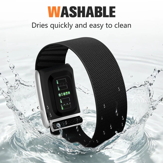 Alt view image 3 of 7 - Sport Band Compatible with Whoop 5.0 Bands One, Peak and Life/MG, Breathable Adjustable Elastic Replacement Soft Nylon Strap Accessories for Whoop Band 5.0 Fitness Tracker, TitaniumBlack