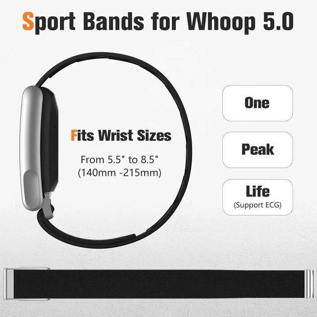 Alt view image 4 of 7 - Sport Band Compatible with Whoop 5.0 Bands One, Peak and Life/MG, Breathable Adjustable Elastic Replacement Soft Nylon Strap Accessories for Whoop Band 5.0 Fitness Tracker, TitaniumBlack