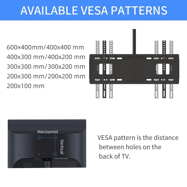 Alt view image 7 of 7 - Ceiling TV Wall Mount Fits 37-75 inch LCD LED Plasma Monitor Flat Panel Screen Display with VESA 600x400 (Max) Loaded up to 132lbs Height Adjustable MC5602