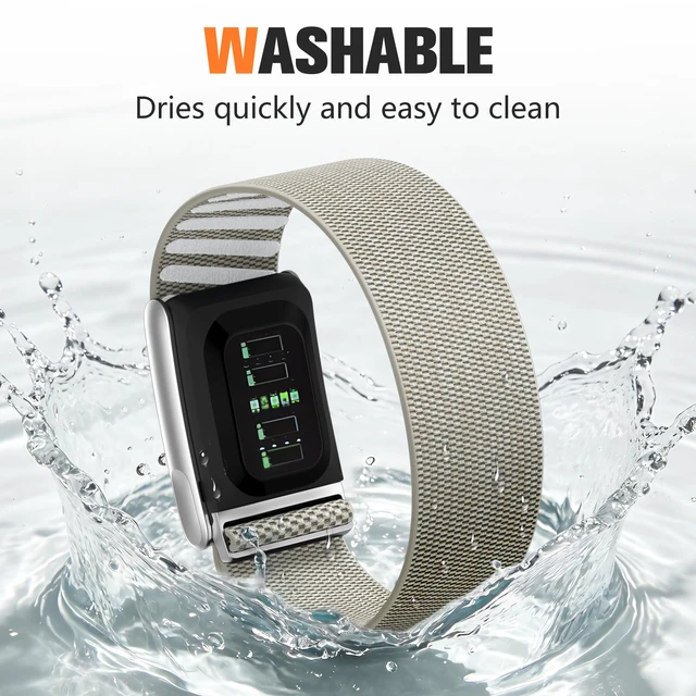 Alt view image 5 of 7 - Sport Band Compatible with Whoop 5.0 Bands One, Peak and Life/MG, Breathable Adjustable Elastic Replacement Soft Nylon Strap Accessories for Whoop Band 5.0 Fitness Tracker, GrayishApricot