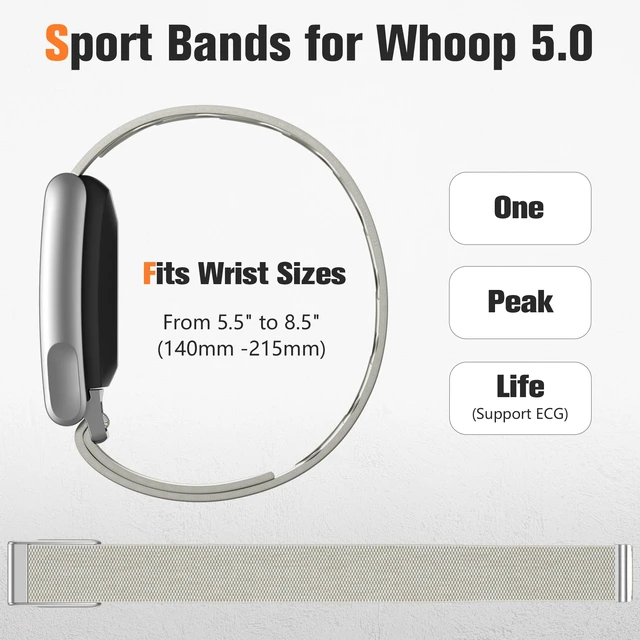 Alt view image 2 of 7 - Sport Band Compatible with Whoop 5.0 Bands One, Peak and Life/MG, Breathable Adjustable Elastic Replacement Soft Nylon Strap Accessories for Whoop Band 5.0 Fitness Tracker, GrayishApricot