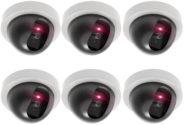 Main image of CCTV Dome Fake Camera with Flashing Red Light, 6 Pack, White (SDW-6) Dummy Cameras for Outside Indoor, Wireless Simulated Surveillance Cam, Realistic Look, Weatherproof, Warning Sticker Included