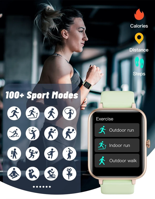 Alt view image 3 of 7 - Smart Watch for Men Women, Bluetooth Call, for iPhone Android Aqua GD 1.8" Fitness Tracker, Heart Rate/Sleep Monitor, Steps Calories Counter, 100+ Sport Types, 200+ Watch Faces, IP68 waterproof