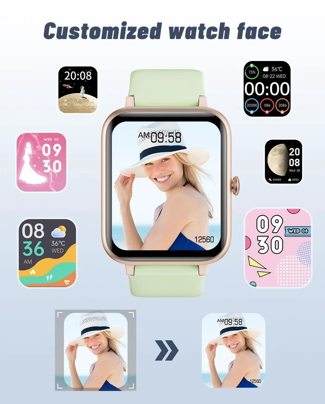 Alt view image 6 of 7 - Smart Watch for Men Women, Bluetooth Call, for iPhone Android Aqua GD 1.8" Fitness Tracker, Heart Rate/Sleep Monitor, Steps Calories Counter, 100+ Sport Types, 200+ Watch Faces, IP68 waterproof