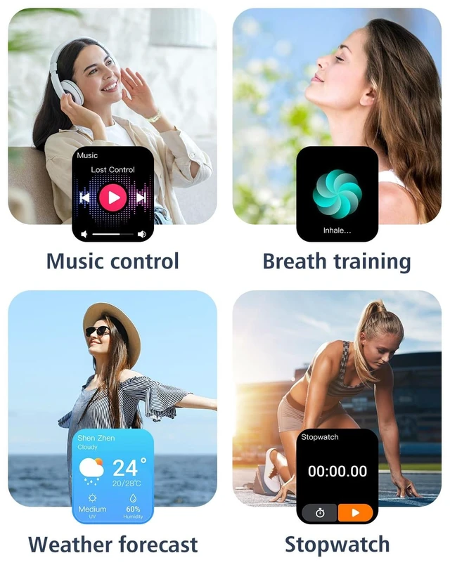 Alt view image 7 of 7 - Smart Watch for Men Women, Bluetooth Call, for iPhone Android Aqua GD 1.8" Fitness Tracker, Heart Rate/Sleep Monitor, Steps Calories Counter, 100+ Sport Types, 200+ Watch Faces, IP68 waterproof