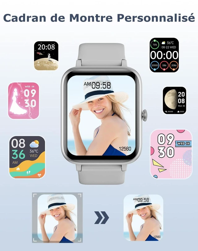 Alt view image 5 of 7 - Smart Watch for Men Women, Bluetooth Call, for iPhone Android Gray 1.8" Fitness Tracker, Heart Rate/Sleep Monitor, Steps Calories Counter, 100+ Sport Types, 200+ Watch Faces, IP68 waterproof