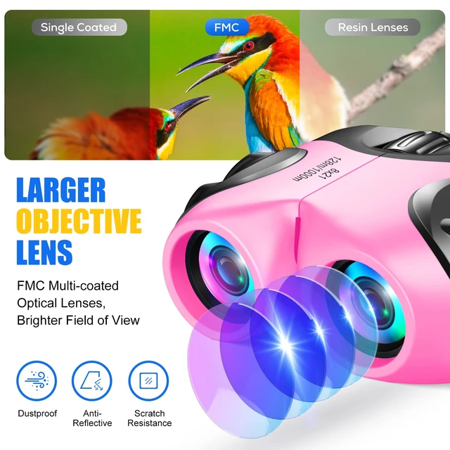 Alt view image 5 of 7 - Toys for 3+ Year Old Boys Girls, Compact Waterproof Binocular for Kids Hunting-Hiking Gifts for Kids Christmas Stocking Stuffers for 3-7 8-10 Year Old Grandkids Toys for Boy Girl