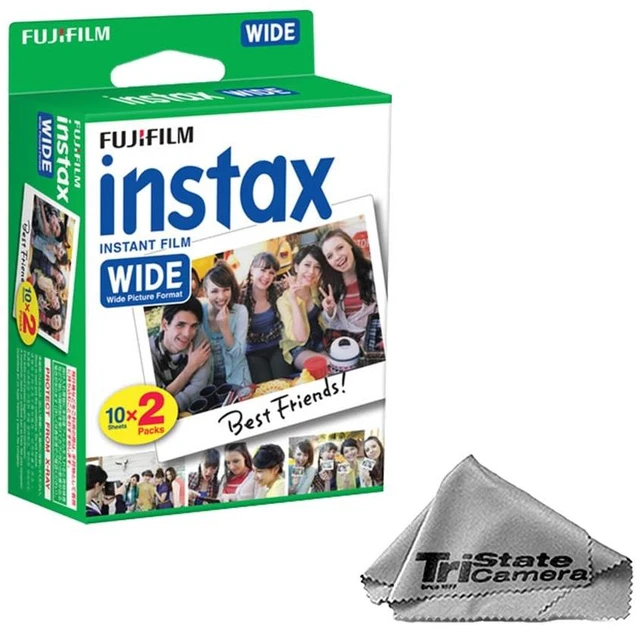 Main image of Instax Wide Instant Film (20 Sheets) + TSC Microfiber Cleaning Cloth Works with Instax 300, 210 & Link Printer
