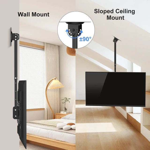 Alt view image 4 of 7 - Ceiling TV Wall Mount Fits 37-75 inch LCD LED Plasma Monitor Flat Panel Screen Display with VESA 600x400 (Max) Loaded up to 132lbs Height Adjustable MC5602