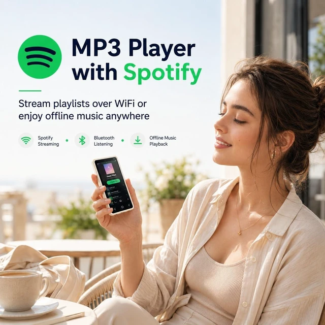 Alt view image 2 of 7 - G7 MP3 MP4 Player, White Portable Media Player with 144GB Memory, Android Interface, Bluetooth WiFi, 4 Inch Touch Screen, Speaker and Camera