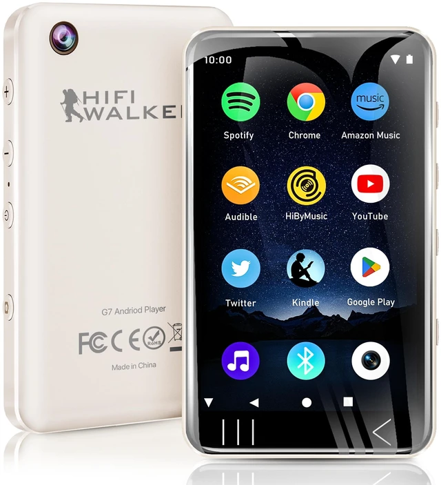 Main image of G7 MP3 MP4 Player, White Portable Media Player with 144GB Memory, Android Interface, Bluetooth WiFi, 4 Inch Touch Screen, Speaker and Camera